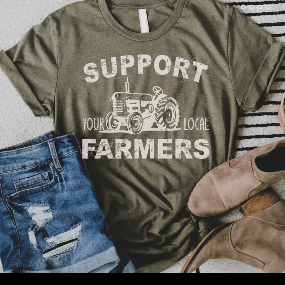 Olive Green Graphic Tee - Support Farmers